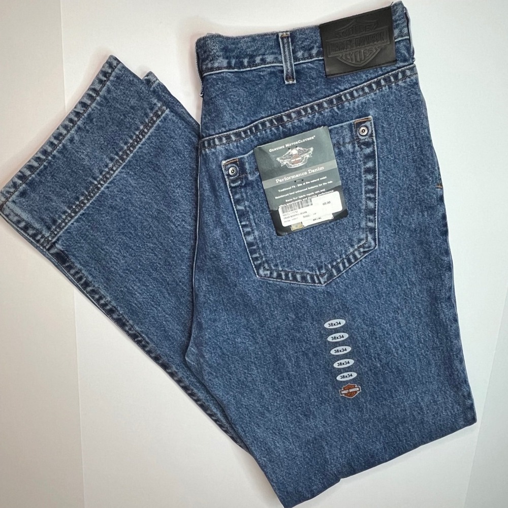 Harley-Davidson Mens Performance Denim Traditional Fit Jeans Blue 38x34 NWT